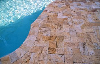 Travertine stone pool deck