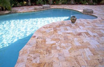 Travertine stone pool deck