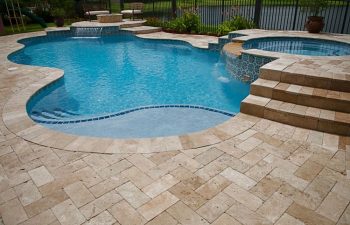 backyard spa pools with interlocking brick decking