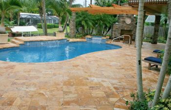 backyard spa pools with artistic pavers decking