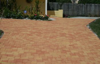 artistic pavers in the backyard