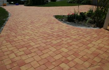 artistic pavers in the backyard