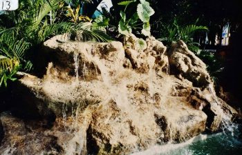 a hardscape waterfall