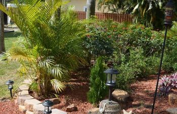 landscaped backyard with hardscapes