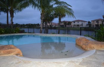 beach entry backyard swimming pool