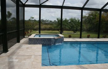 glass enclosed swimming pool and jacuzzi