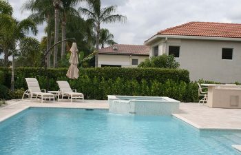 backyard swimming pool with light blue water color