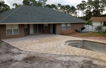 backyard swimming pool under construction - final stage
