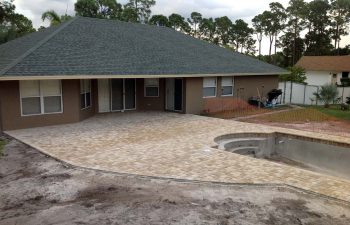 backyard swimming pool under construction - final stage