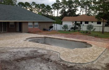 backyard swimming pool under construction - final stage